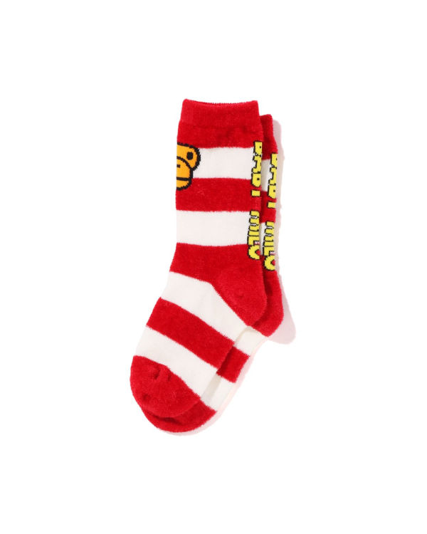 Chaussettes Bape Hoop Milo Face Rouge Clair Enfant | JWS-00010410