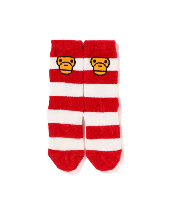 Chaussettes Bape Hoop Milo Face Rouge Clair Enfant | JWS-00010410