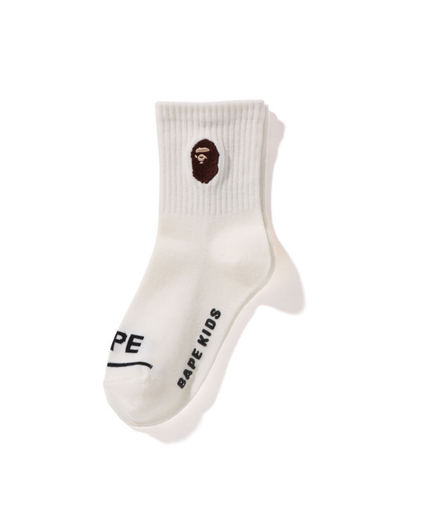 Chaussettes Bape Ape Head Nervuré Blanche Enfant | IVI-20200638