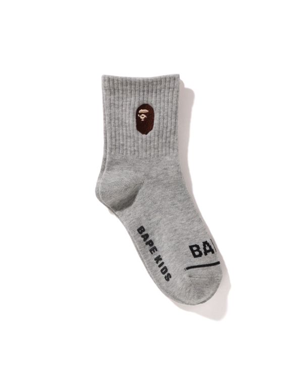 Chaussettes Bape Ape Head Nervuré Grise Enfant | XJK-28727616