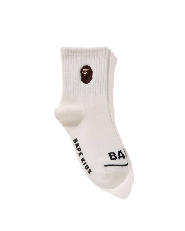 Chaussettes Bape Ape Head Nervuré Blanche Enfant | IVI-20200638