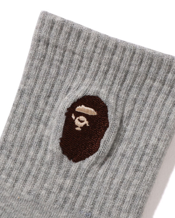 Chaussettes Bape Ape Head Nervuré Grise Enfant | XJK-28727616