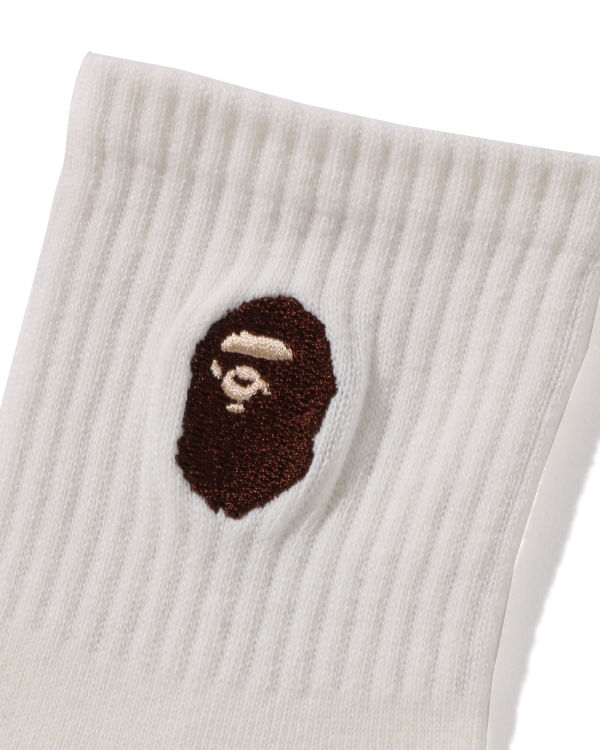 Chaussettes Bape Ape Head Nervuré Blanche Enfant | IVI-20200638