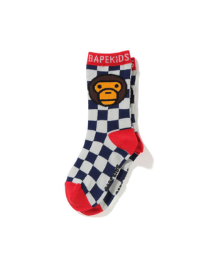 Chaussettes Bape Milo Checkered Flag Bleu Marine Bleu Enfant | HHD-26793239