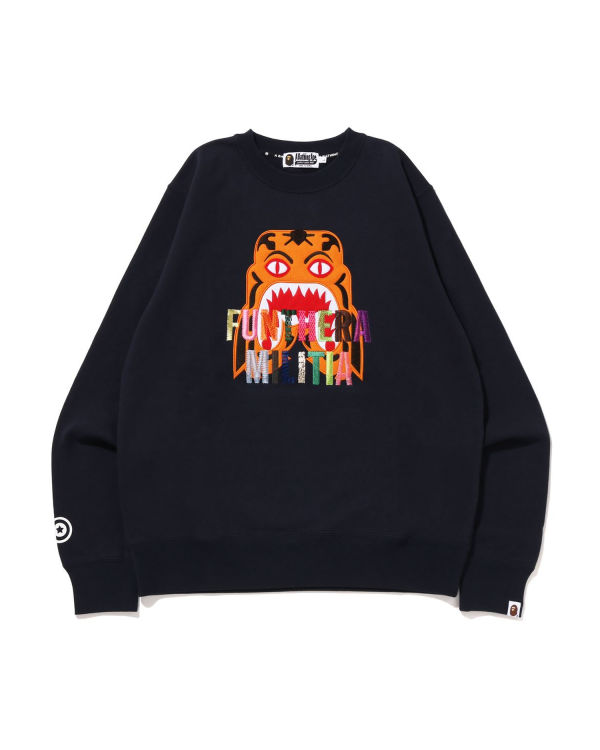 Sweats Bape Tiger Embroidery Crewneck Bleu Marine Bleu Homme | DAF-97107199