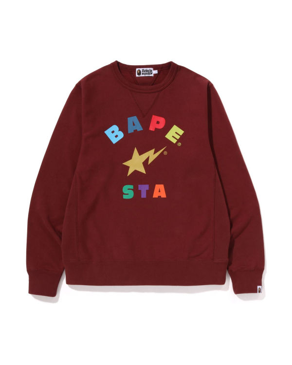 Sweats Bape STA Crewneck Rouge Foncé Homme | SLS-02253517