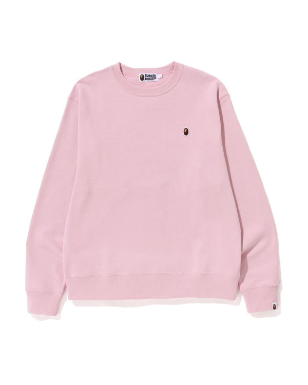 Sweats Bape Ape Head One Point Relaxed Fit Crewneck Rose Homme | DDK-43782875