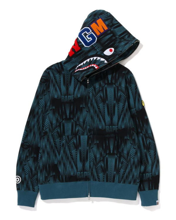 Sweat à Capuche Bape Speed Racer Shark Full Zip Bleu Homme | XTN-20028696