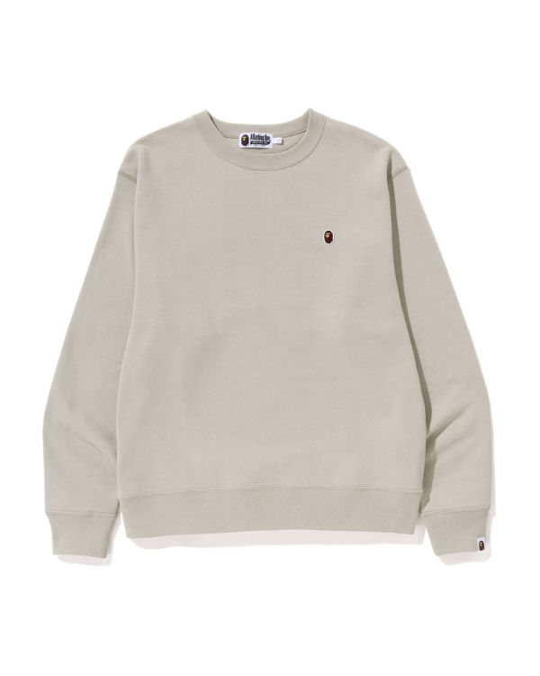 Sweats Bape Ape Head One Point Relaxed Fit Crewneck Beige Homme | YHI-71471077