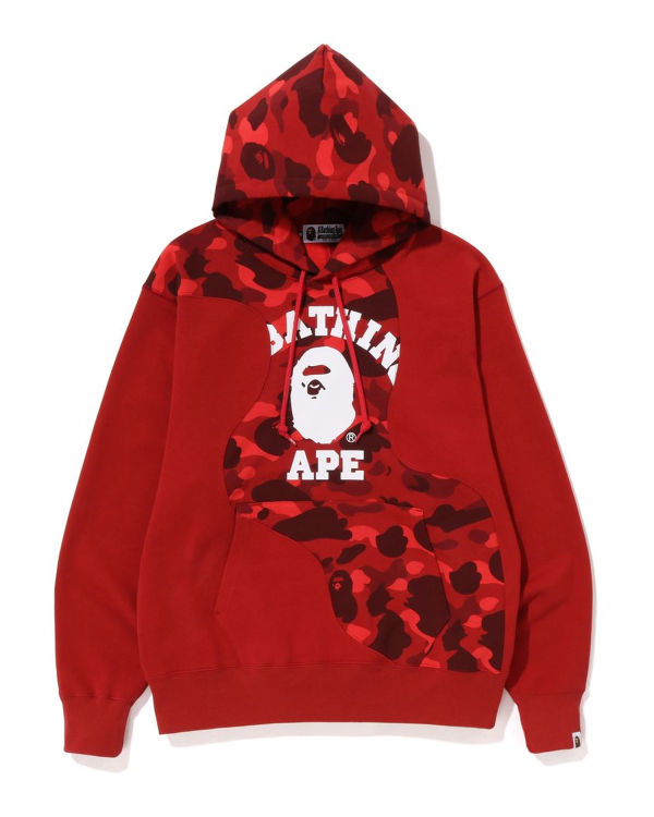 Sweat à Capuche Bape Color Camo College Cutting Relaxed Fit Rouge Clair Homme | USS-75037121