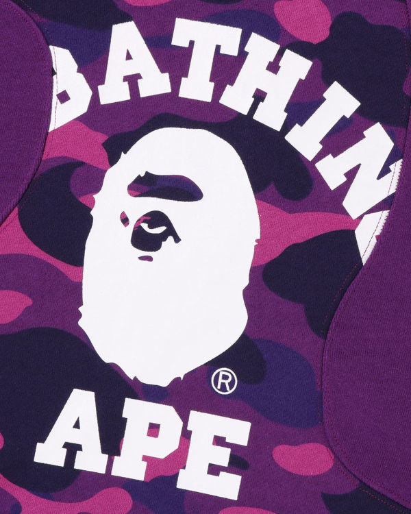 Sweat à Capuche Bape Color Camo College Cutting Relaxed Fit Violette Homme | HTB-56632747