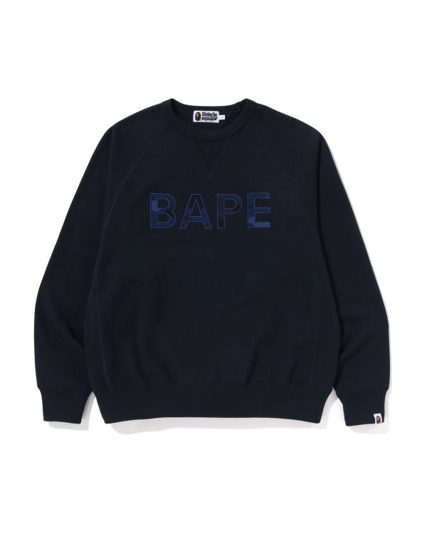 Sweats Bape Patch Relaxed Fit Crewneck Bleu Marine Bleu Homme | UJT-32837466