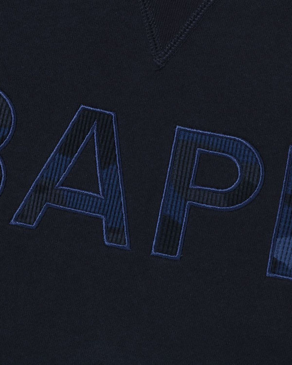 Sweats Bape Patch Relaxed Fit Crewneck Bleu Marine Bleu Homme | UJT-32837466