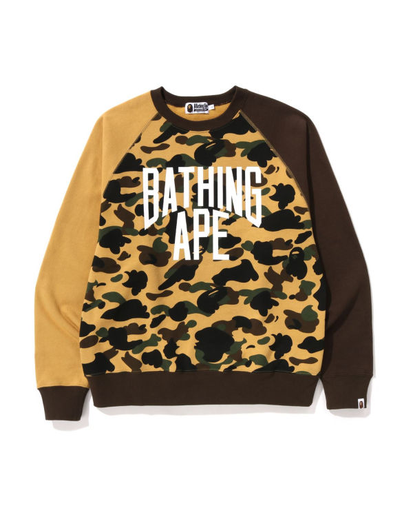 Sweats Bape 1st Camo Crazy Bathing Ape Relaxed Fit Crewneck Jaune Homme | ANB-24863810