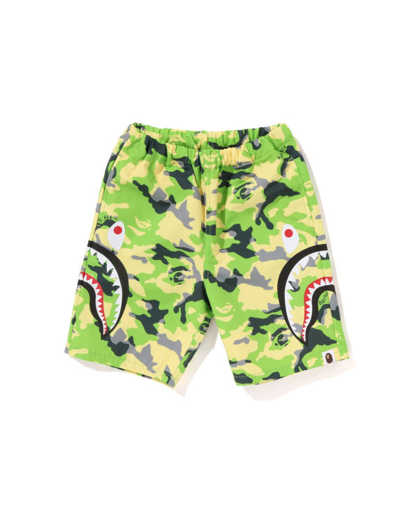 Shorts Bape Woodland Camo Side Shark Beach Vert Enfant | BLT-90289173