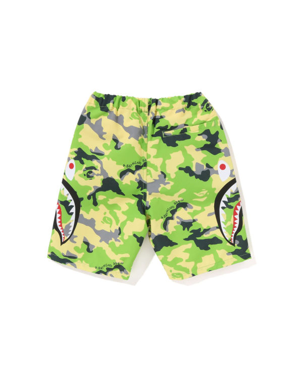 Shorts Bape Woodland Camo Side Shark Beach Vert Enfant | BLT-90289173