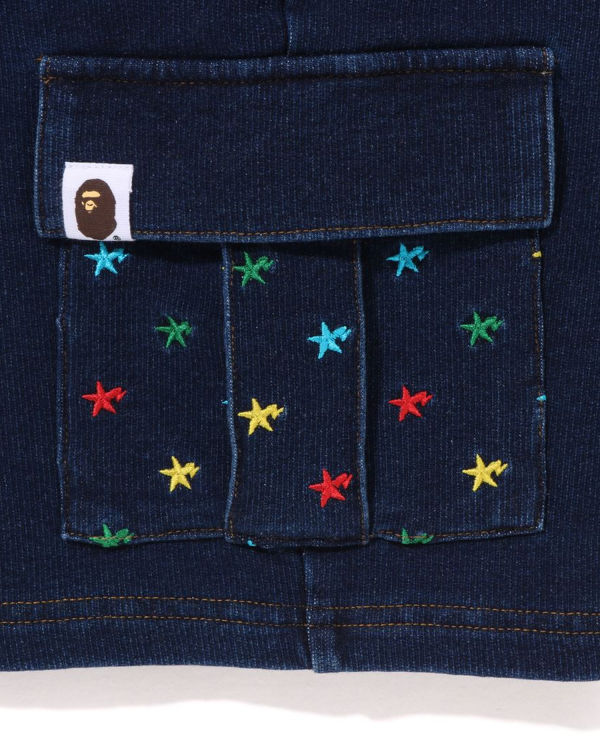 Shorts Bape Milo STA Jersey Denim Cargo Bleu Enfant | VPP-21769206