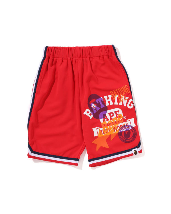 Shorts Bape Multi Print Basketball Rouge Clair Enfant | FPK-91175678