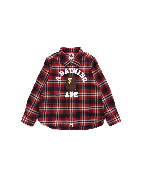 Chemises Bape College Flannel Check Rouge Clair Enfant | ORP-76898263