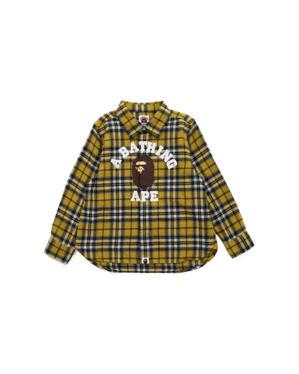 Chemises Bape College Flannel Check Kaki Enfant | DVL-21121012