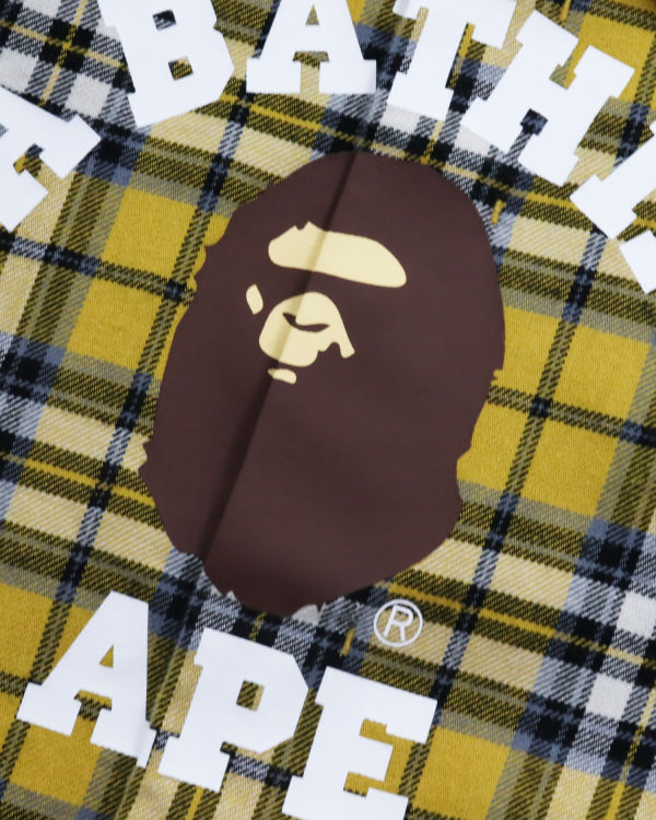 Chemises Bape College Flannel Check Kaki Enfant | DVL-21121012