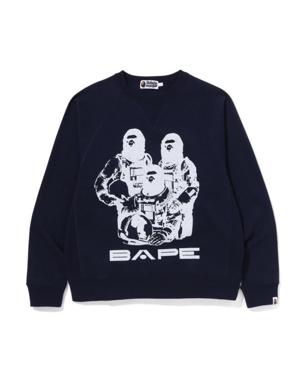 Sweats Bape Relaxed Fit Crewneck Bleu Marine Bleu Homme | KOA-65928442