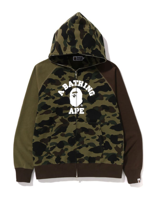 Sweat à Capuche Bape 1st Camo Crazy College Full Zip Vert Homme | JNV-28132905