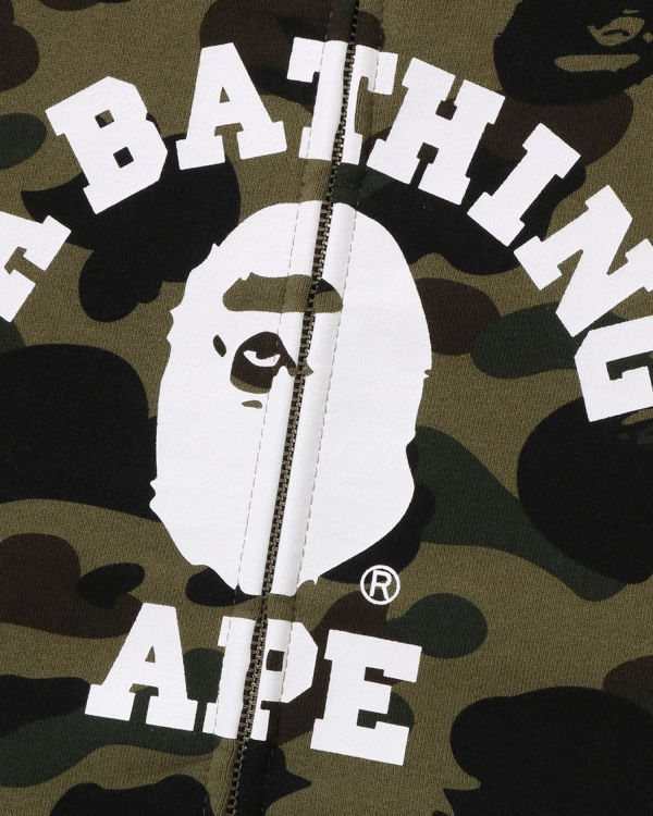 Sweat à Capuche Bape 1st Camo Crazy College Full Zip Vert Homme | JNV-28132905