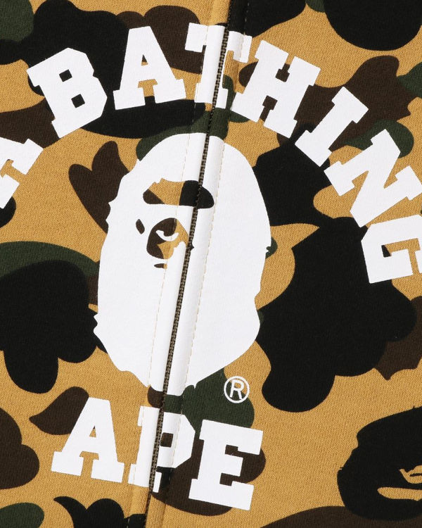 Sweat à Capuche Bape 1st Camo Crazy College Full Zip Jaune Homme | TLZ-58645535