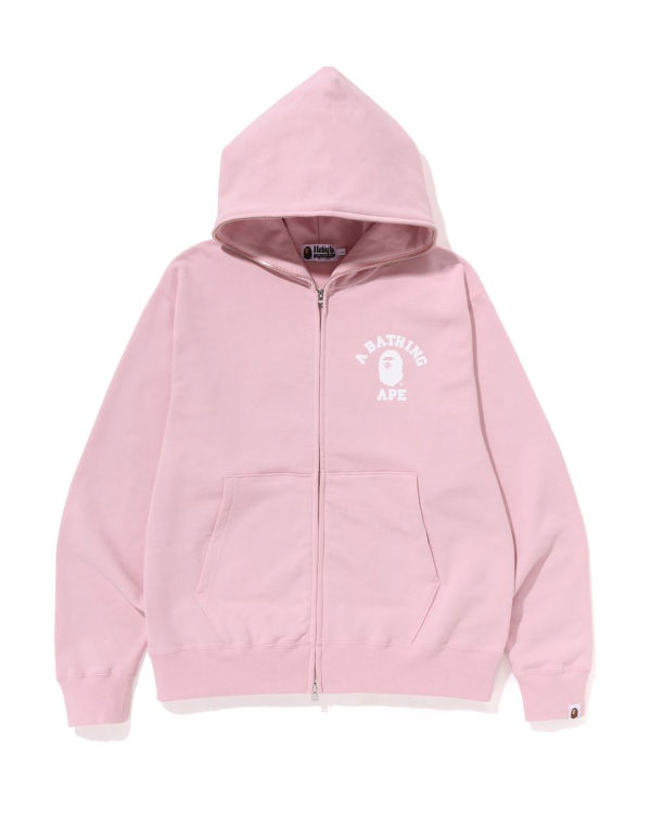 Sweat à Capuche Bape College Relaxed Fit Full Zip Rose Homme | PBX-62515999