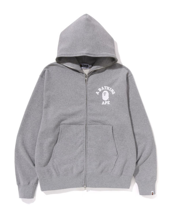 Sweat à Capuche Bape College Relaxed Fit Full Zip Grise Homme | FYZ-31644019