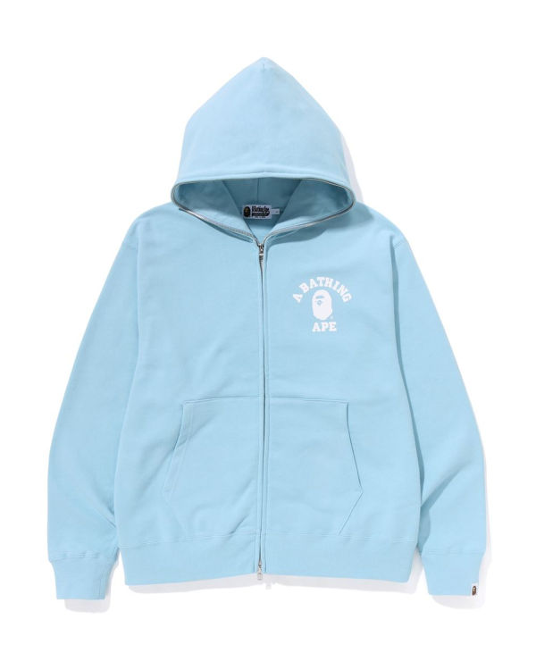 Sweat à Capuche Bape College Relaxed Fit Full Zip Bleu Clair Homme | ZLK-03307428