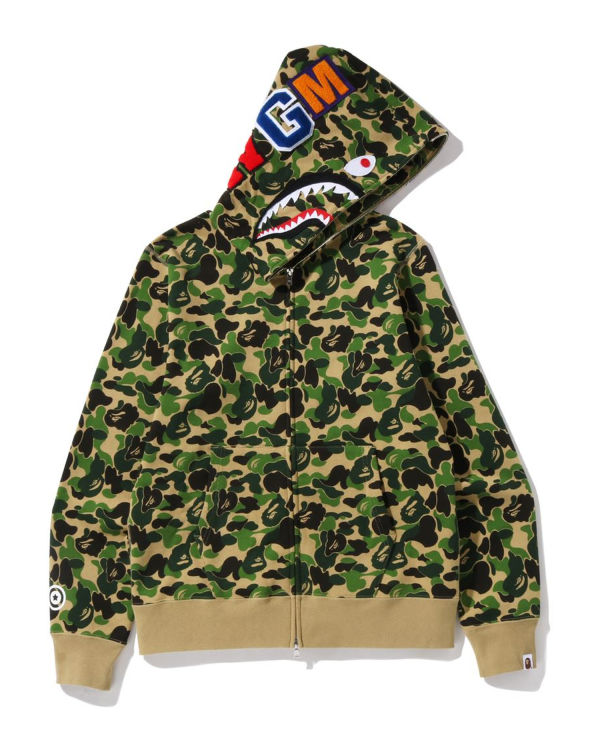 Sweat à Capuche Bape ABC Camo Shark Full Zip Vert Homme | VJK-37487454