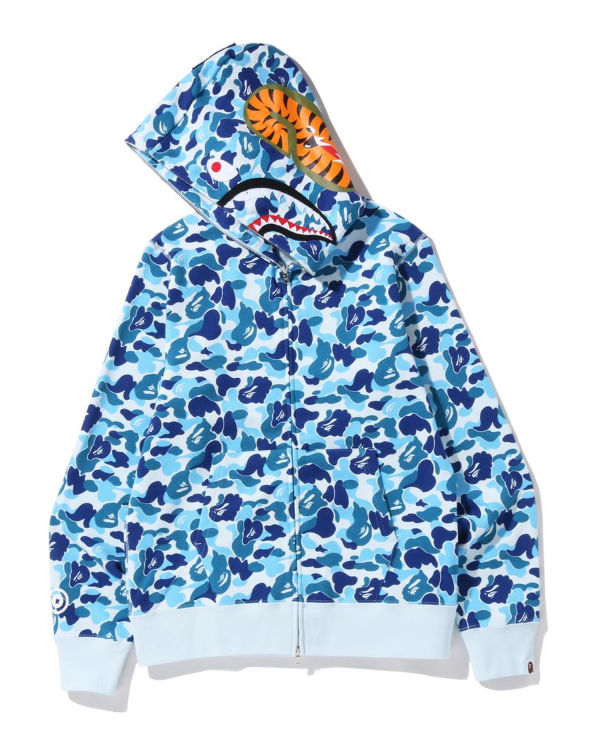 Sweat à Capuche Bape ABC Camo Shark Full Zip Bleu Homme | QPI-03941269