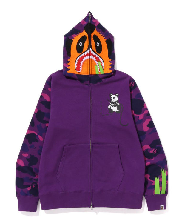 Sweat à Capuche Bape Color Camo Panda Full Zip Violette Homme | GAO-22440532