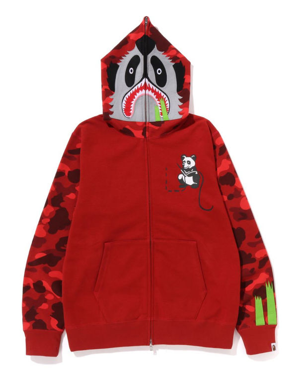 Sweat à Capuche Bape Color Camo Panda Full Zip Rouge Clair Homme | WVR-65664143