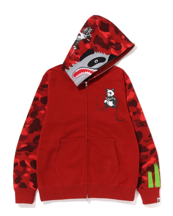 Sweat à Capuche Bape Color Camo Panda Full Zip Rouge Clair Homme | WVR-65664143