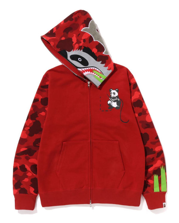 Sweat à Capuche Bape Color Camo Panda Full Zip Rouge Clair Homme | WVR-65664143