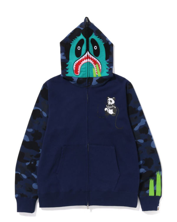 Sweat à Capuche Bape Color Camo Panda Full Zip Bleu Marine Bleu Homme | OQT-53424417