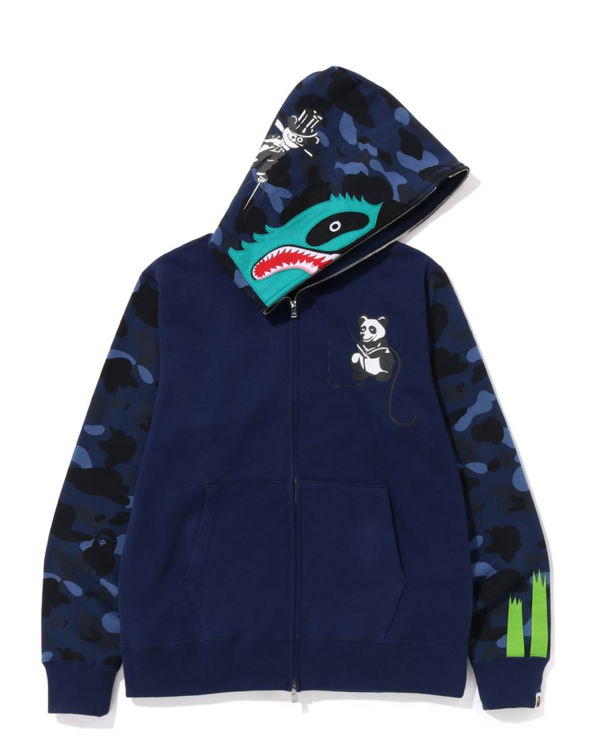 Sweat à Capuche Bape Color Camo Panda Full Zip Bleu Marine Bleu Homme | OQT-53424417