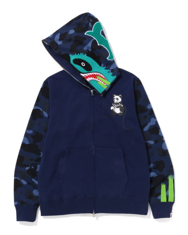 Sweat à Capuche Bape Color Camo Panda Full Zip Bleu Marine Bleu Homme | OQT-53424417