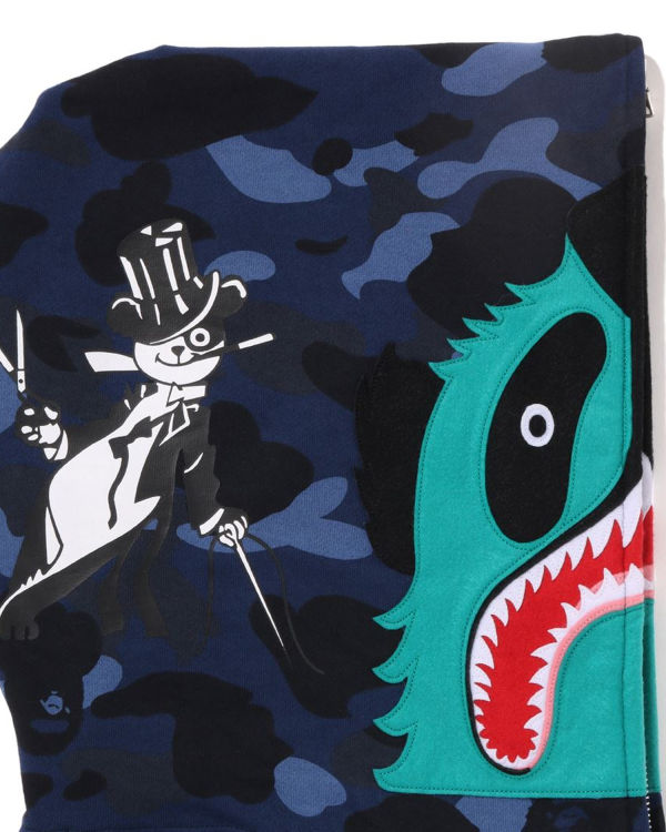 Sweat à Capuche Bape Color Camo Panda Full Zip Bleu Marine Bleu Homme | OQT-53424417