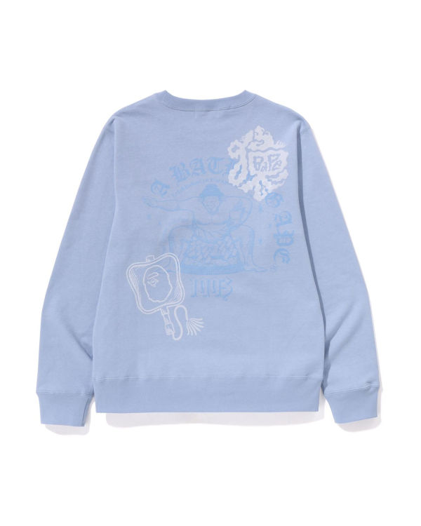 Sweats Bape Japan Culture Sumo Crewneck Bleu Homme | OLD-04996444