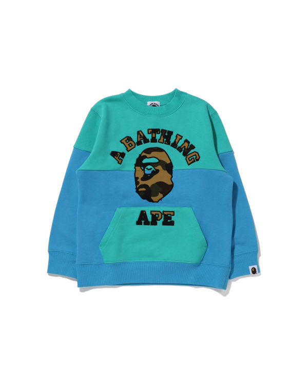 Sweats Bape 1st Camo College Patch Colourblock Crewneck Vert Clair Enfant | ICW-21982117