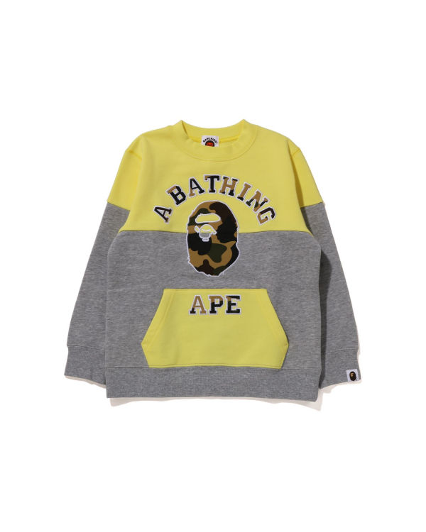 Sweats Bape 1st Camo College Patch Colourblock Crewneck Jaune Enfant | KBK-53543032