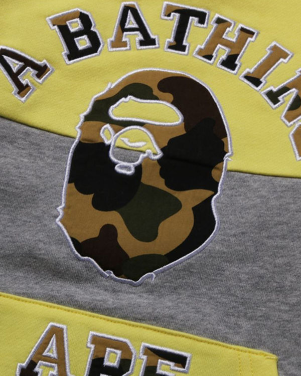 Sweats Bape 1st Camo College Patch Colourblock Crewneck Jaune Enfant | KBK-53543032