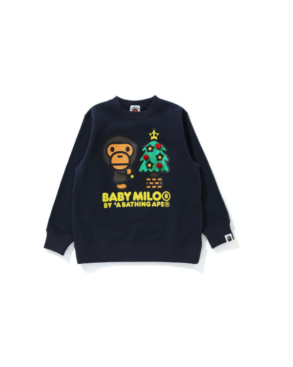 Sweats Bape Milo Christmas Tree Crewneck Bleu Foncé Enfant | WBP-85101740