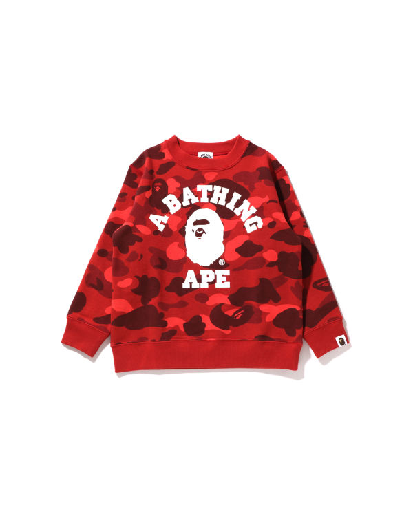 Sweats Bape Color Camo College Crewneck Rouge Clair Enfant | CGQ-64549172