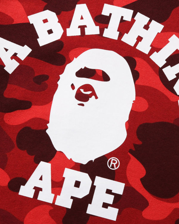 Sweats Bape Color Camo College Crewneck Rouge Clair Enfant | CGQ-64549172