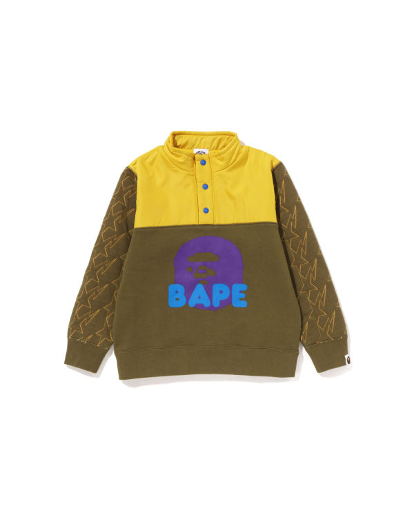 Sweats Bape STA Quilting Ape Head Half Snap Kaki Foncé Enfant | URM-89866757